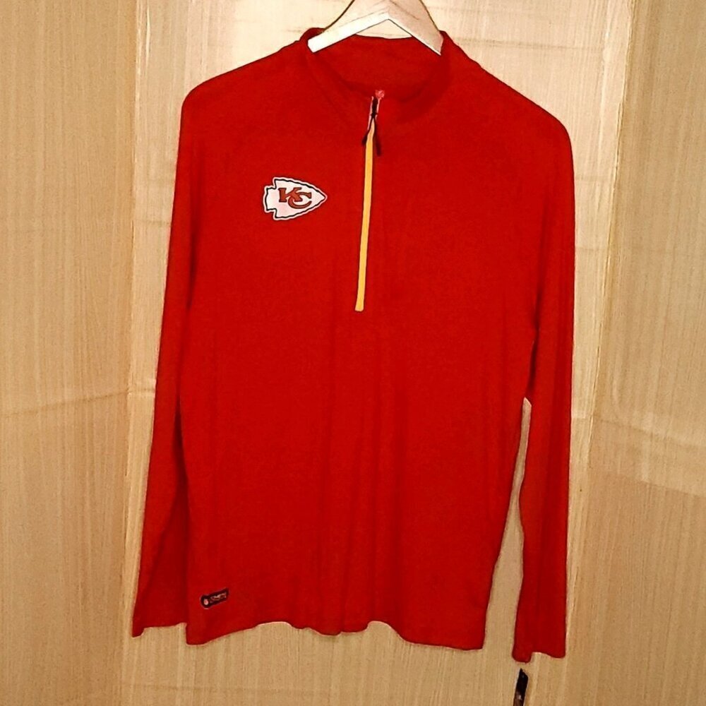 NFL Mens Kansas City Chiefs New Red Lightweight Quarter Zip Pullover Large